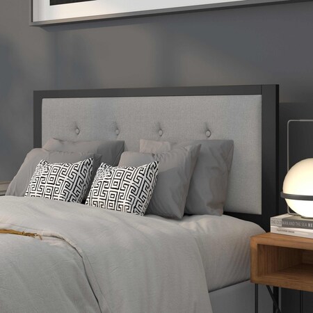 Flash Furniture Full Tufted Metal Headboard in Light Gray Fabric HG-HB1725-F-LG-GG